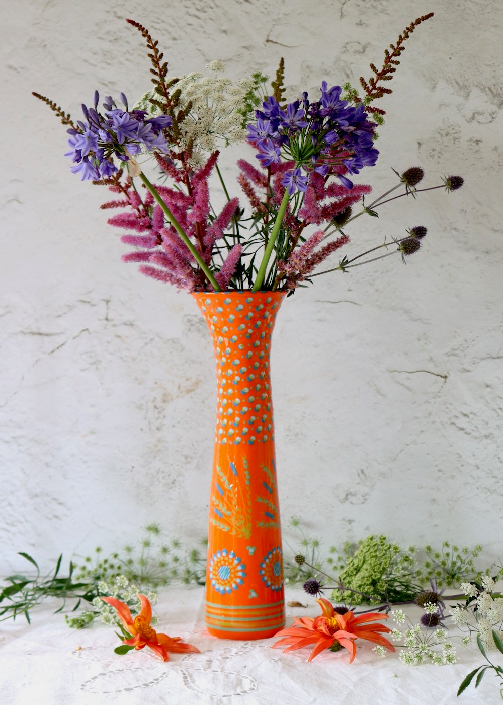 Tall Twisty Vase  - Orange