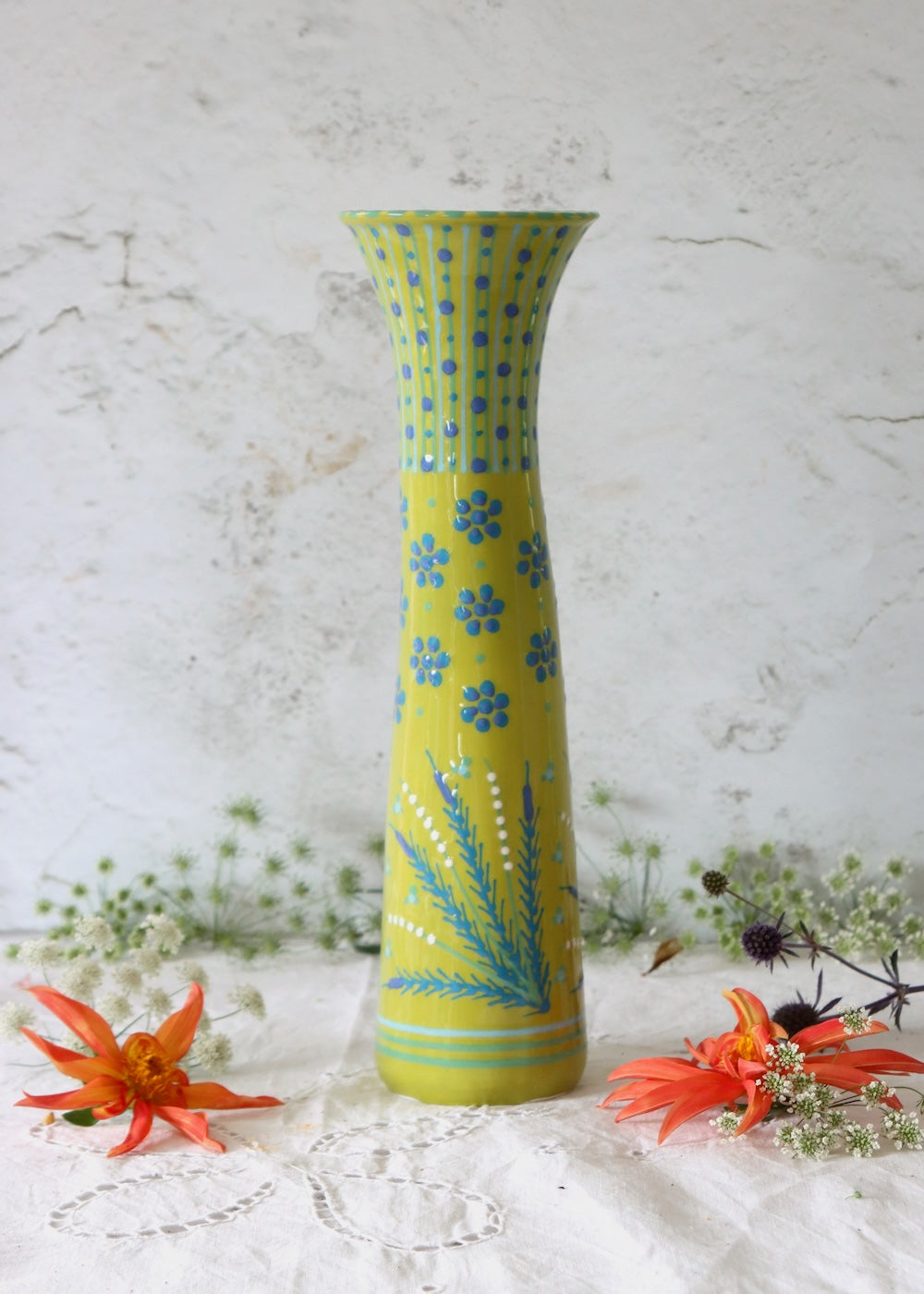 Tall Twisty Vase  - Lime