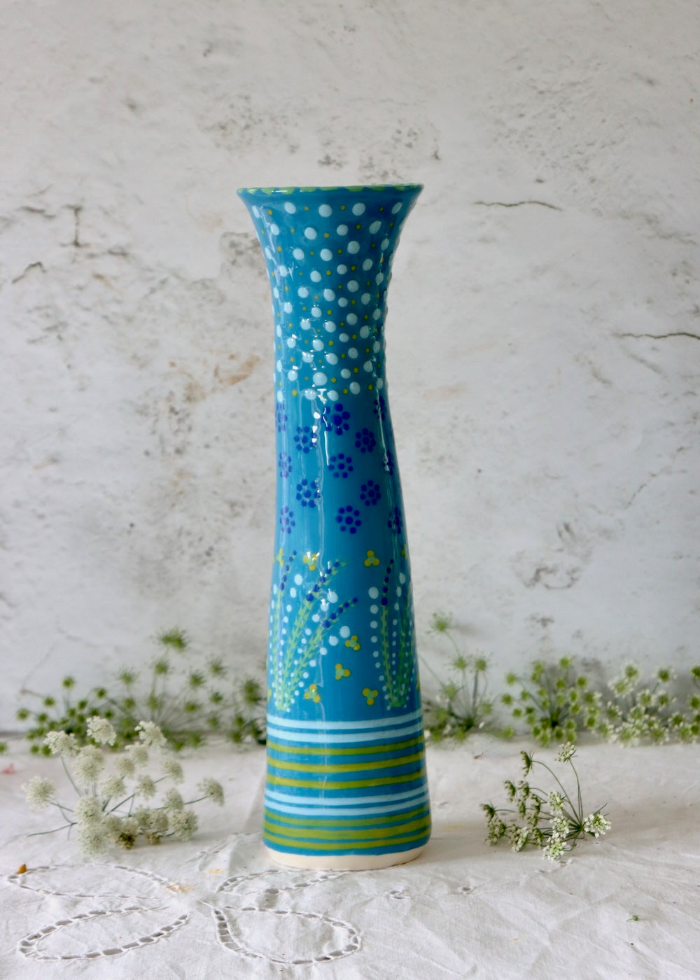 Tall Twisty Vase  - Mid Blue