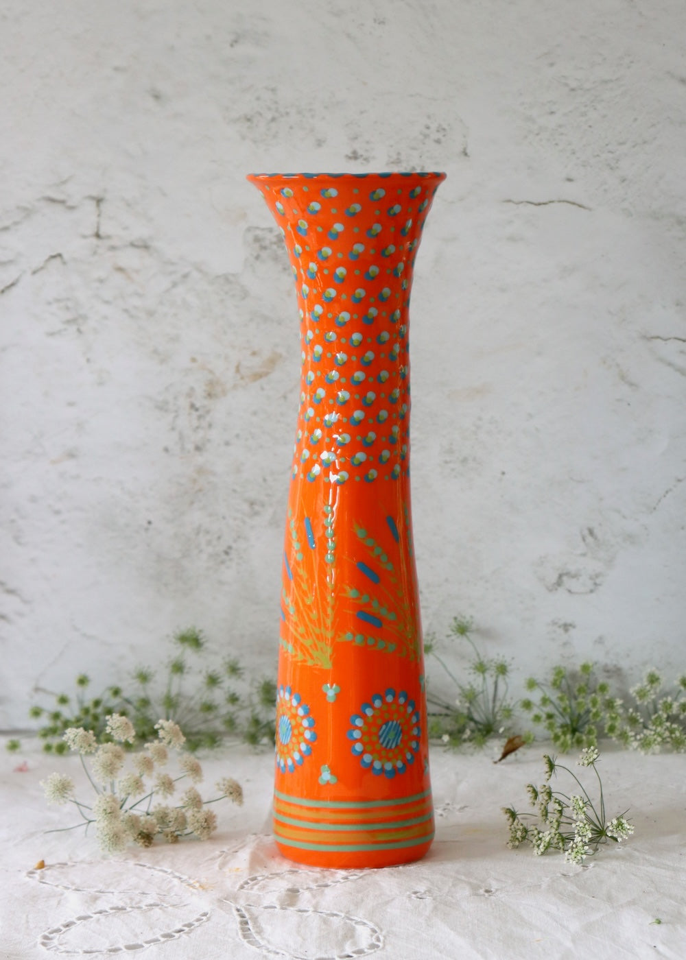 Tall Twisty Vase  - Orange