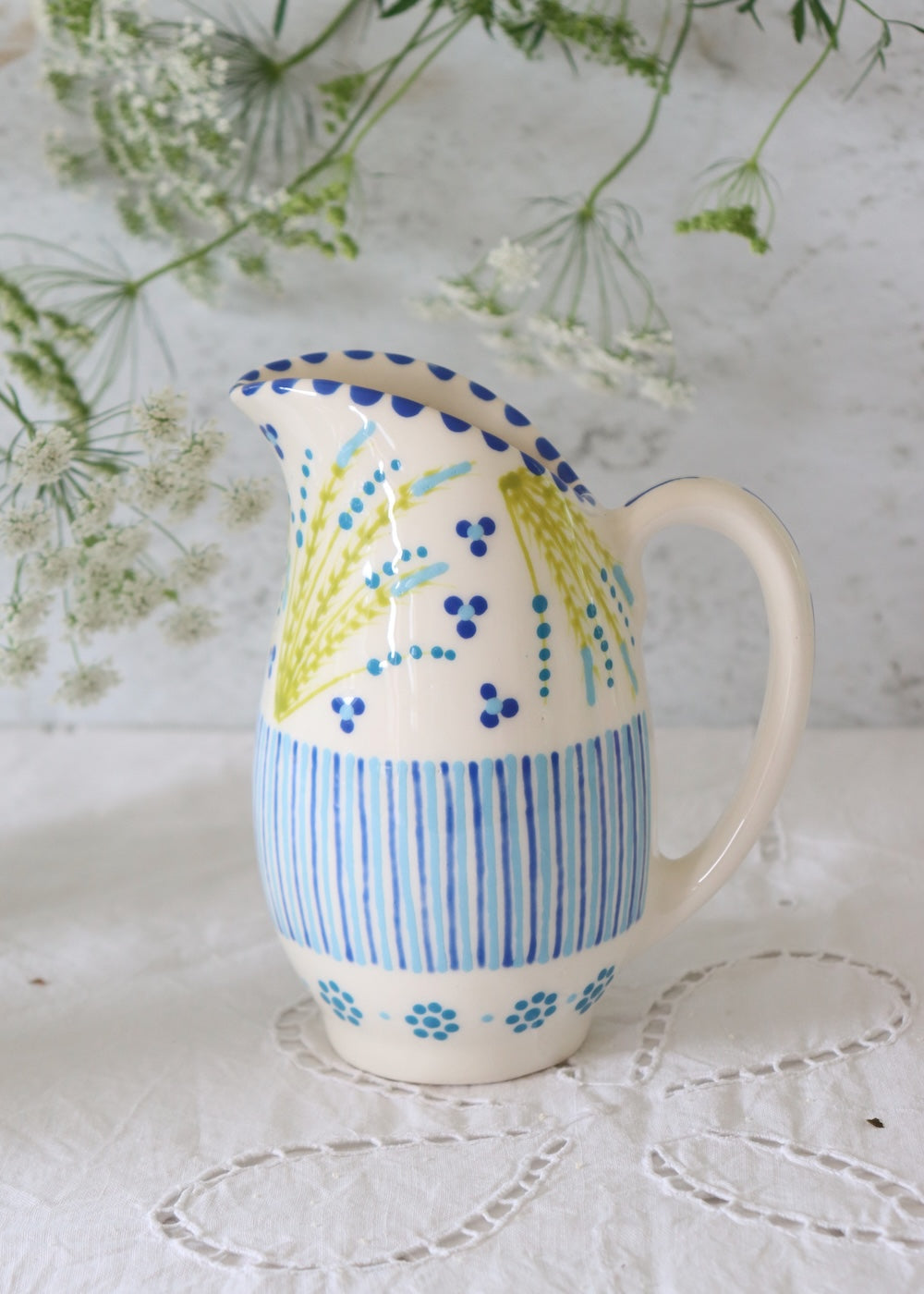 Plump Jug - White & Blue