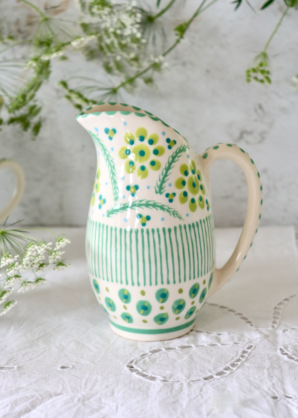 Plump Jug - White & Teal