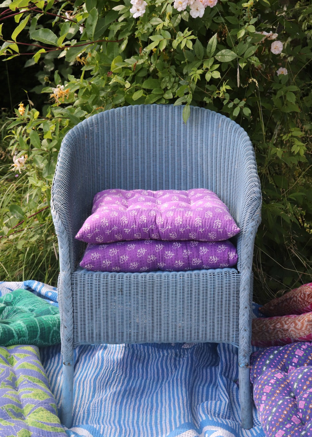 2 x Vintage Kantha Seat Pads Set 8