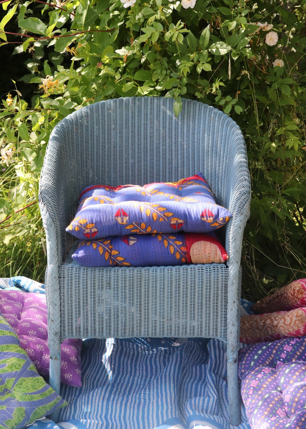 2 x Vintage Kantha Seat Pads Set 19