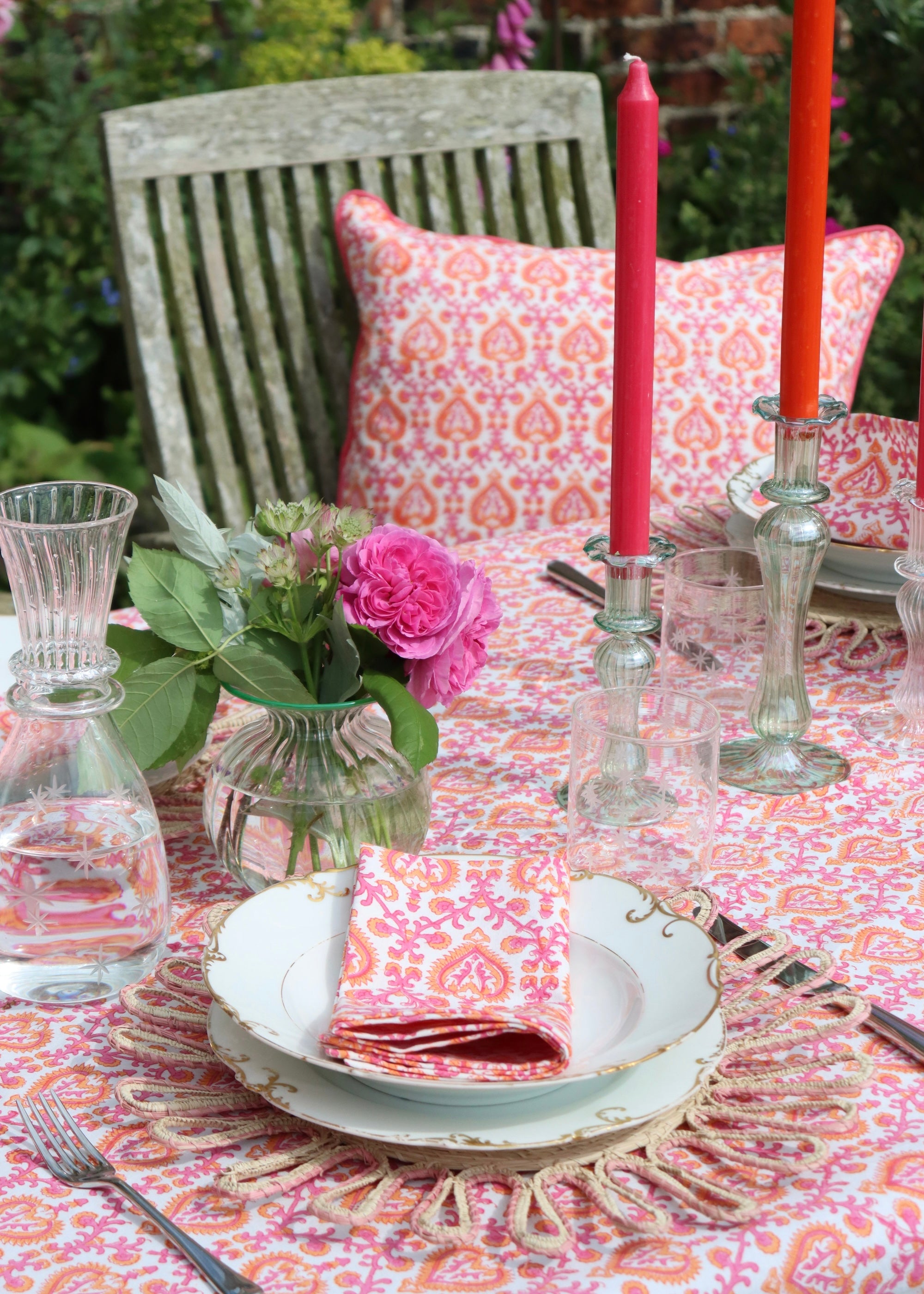 TABLECLOTH - Mughal Hot Pink and Orange