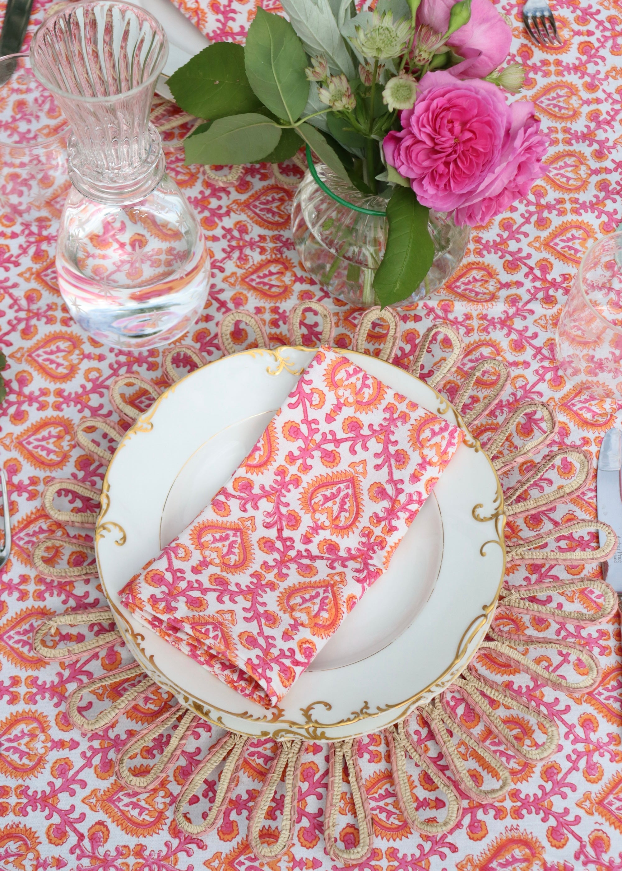 TABLECLOTH - Mughal Hot Pink and Orange