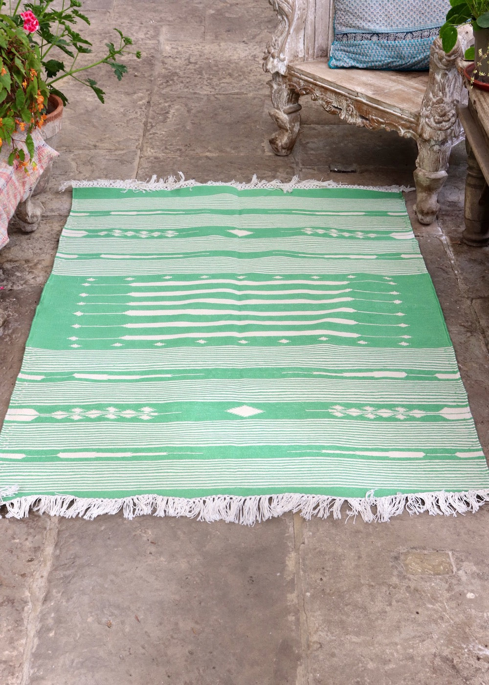 Emmie Dhurrie Rug - Garden Green