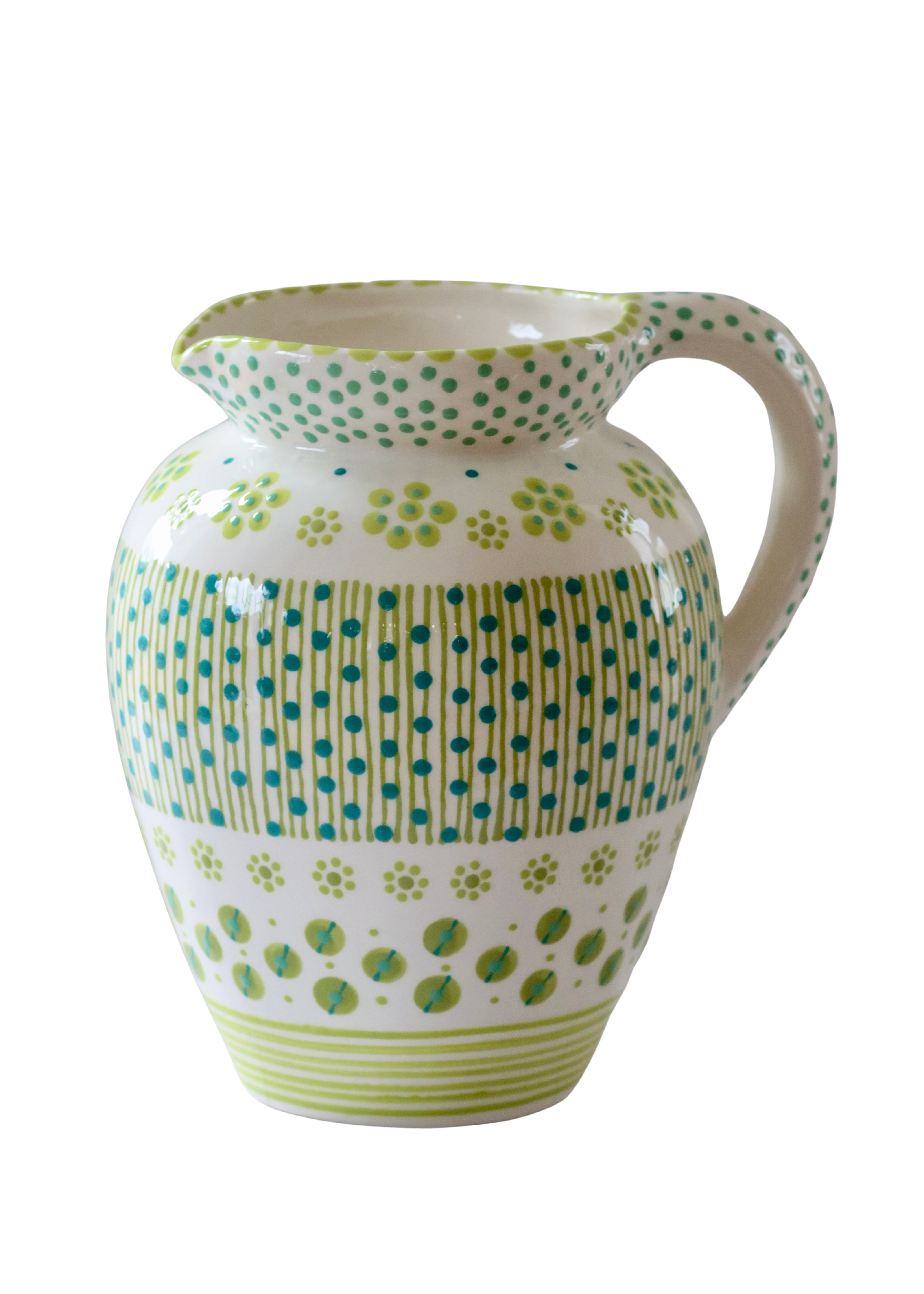 Water Jug - White with Green