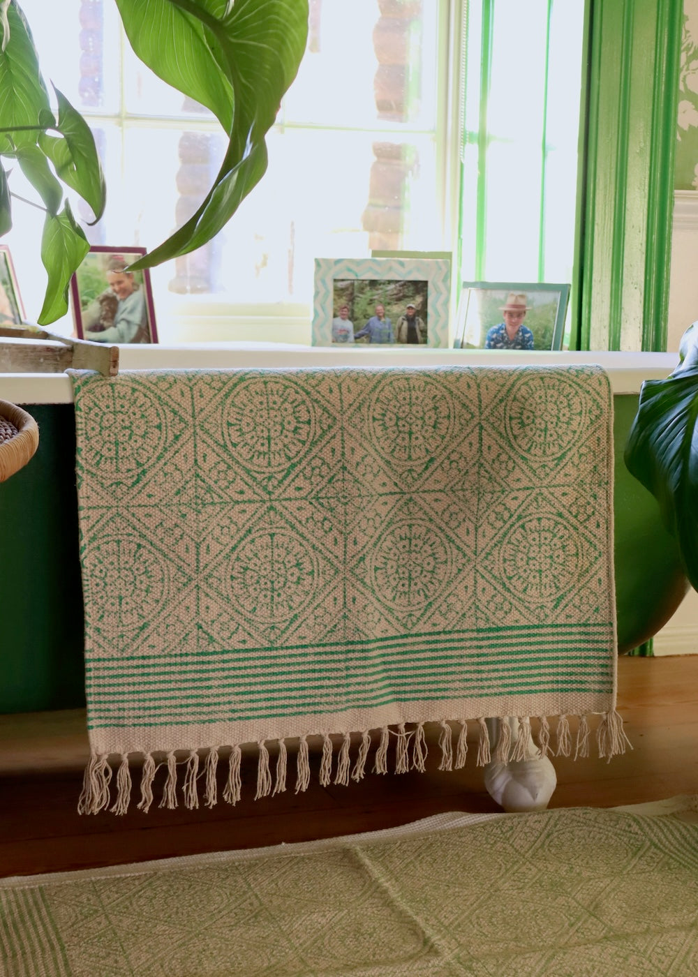 Hand Block Printed Bath Mat - Spring Green