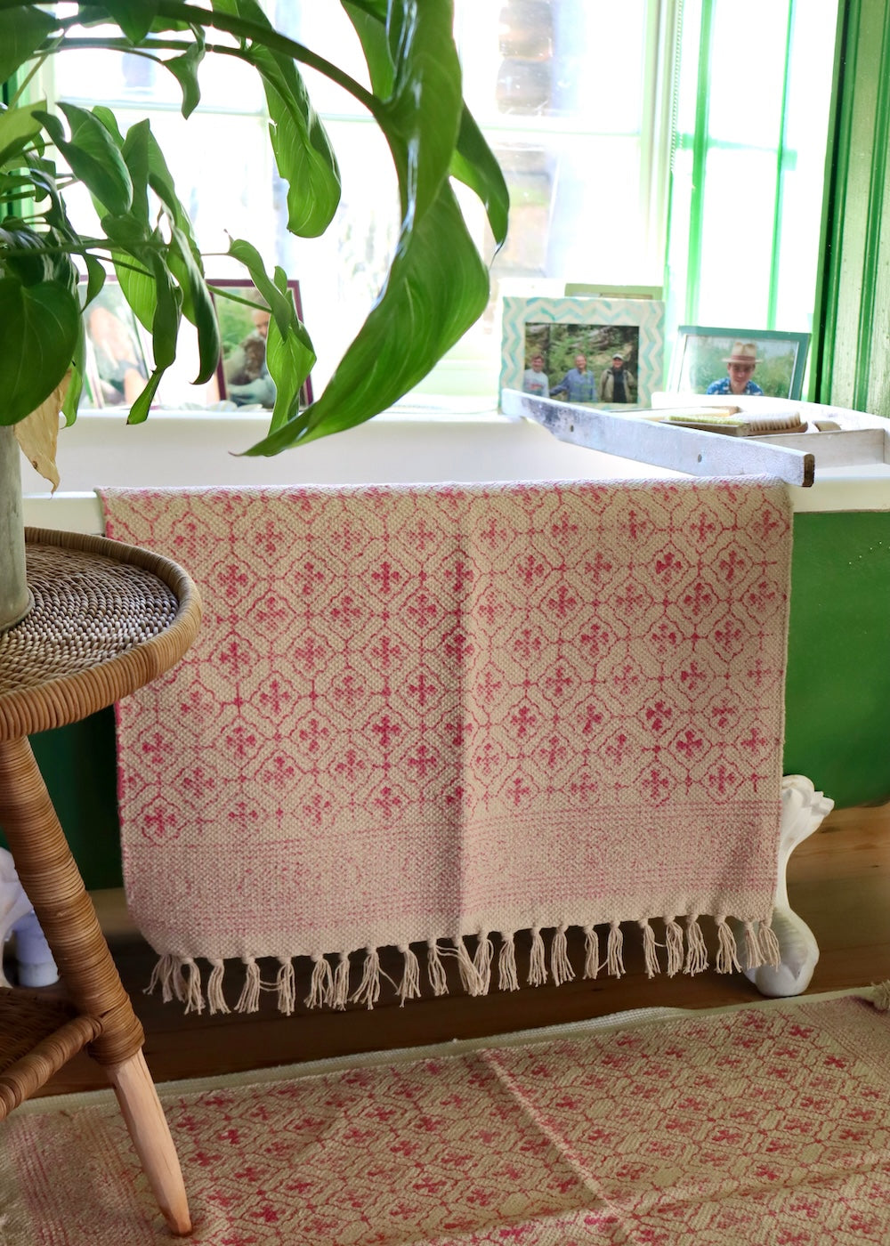 Hand Block Printed Bath Mat - Pretty Pink