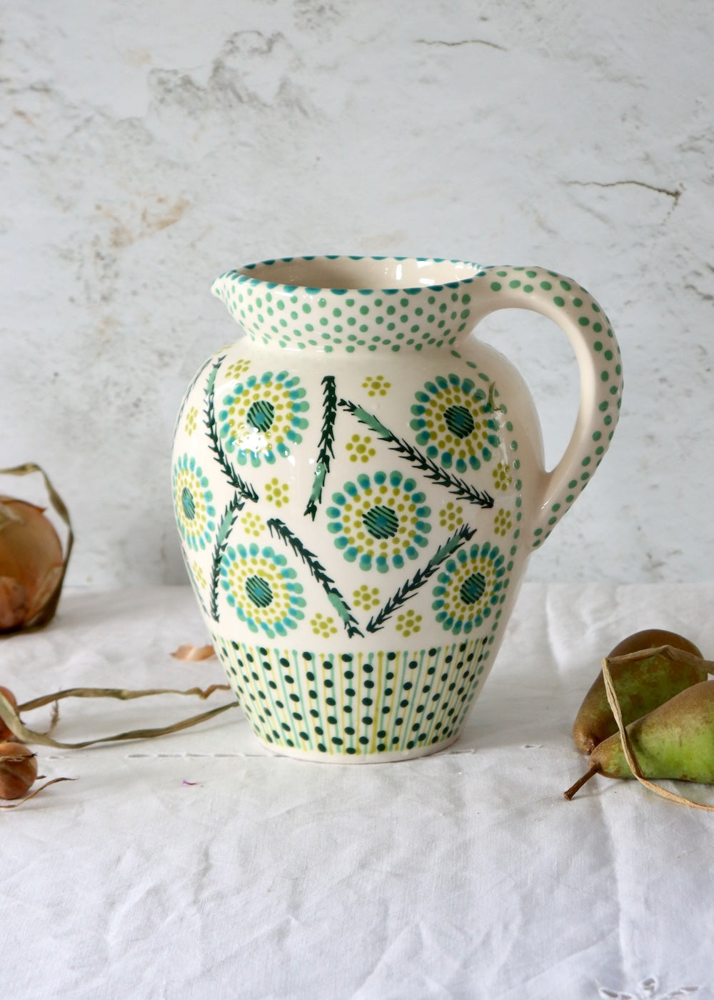 Water Jug - White & Green