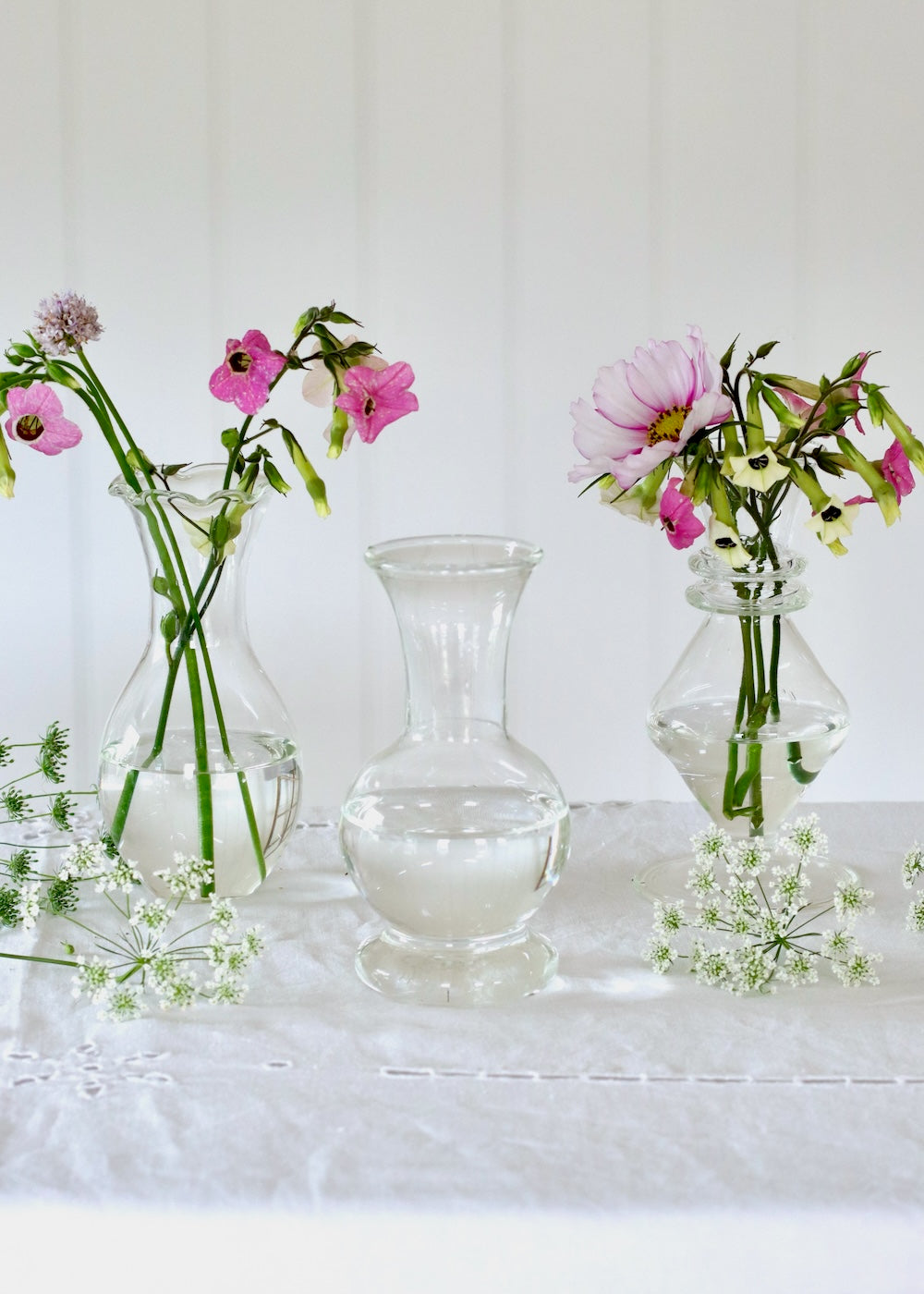 Set of 3 Glass Bud Vases - Clear