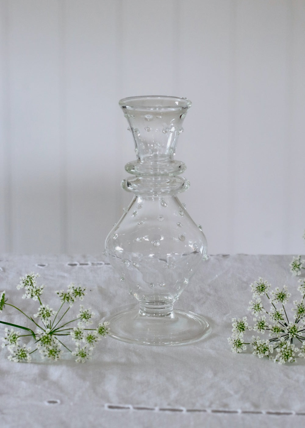 Set of 3 Glass Bud Vases - Clear Dotty