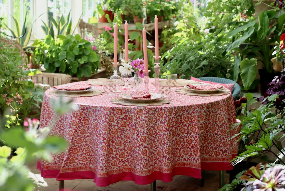 TABLECLOTH - Mughal Hot Pink and Orange