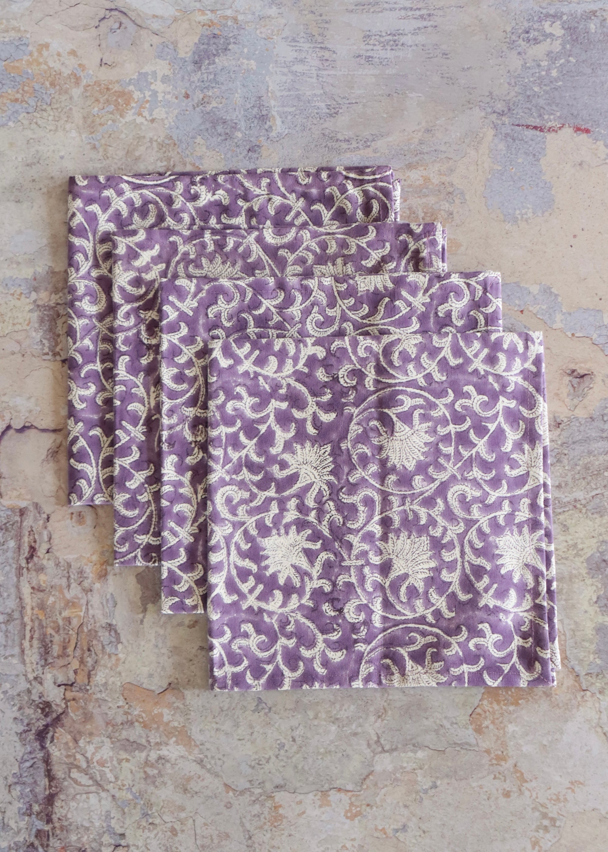 NEW Set Of 4 Napkins -Purple Flowers