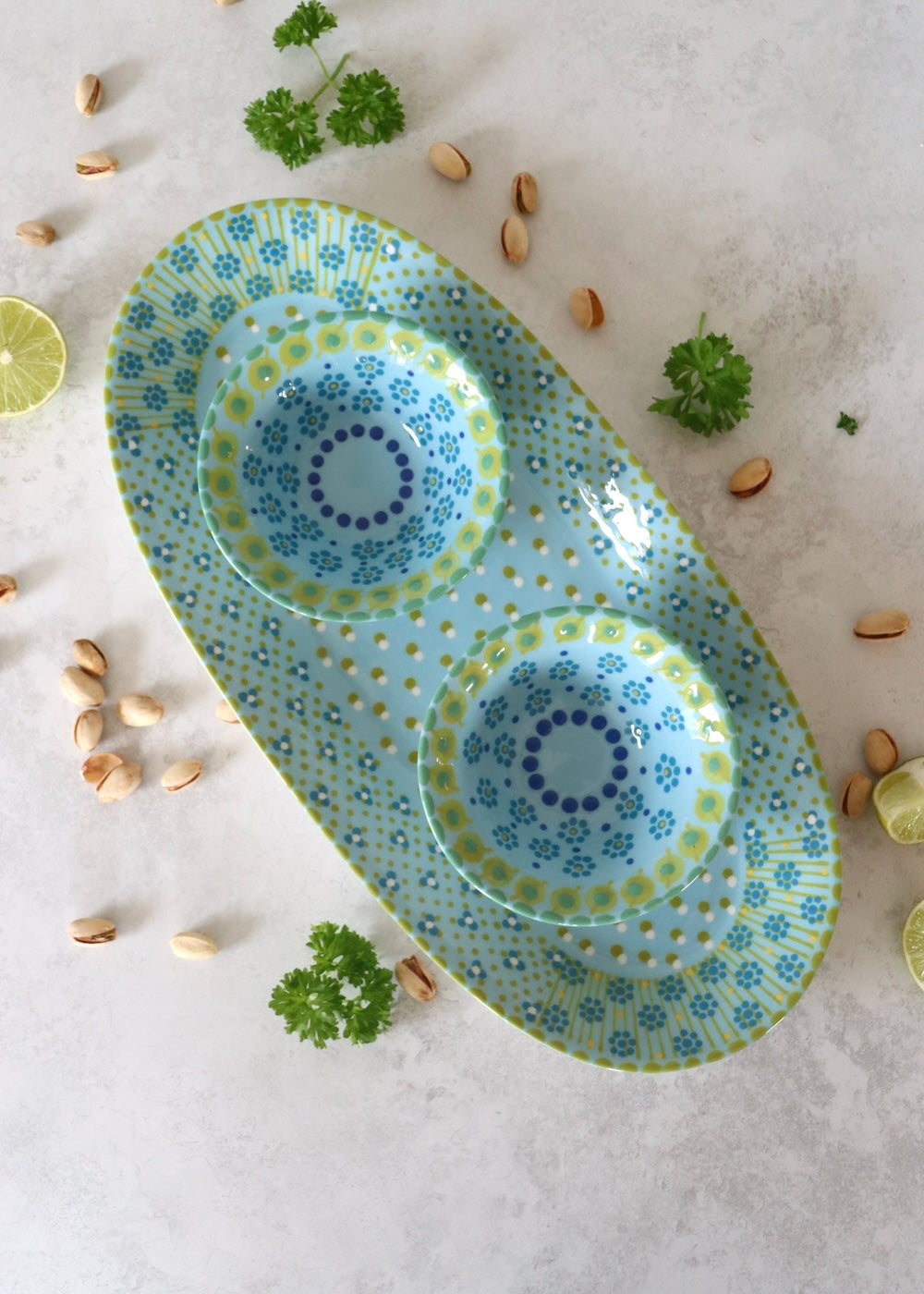 Margo Platter & Nut Bowl Set Pale Blue