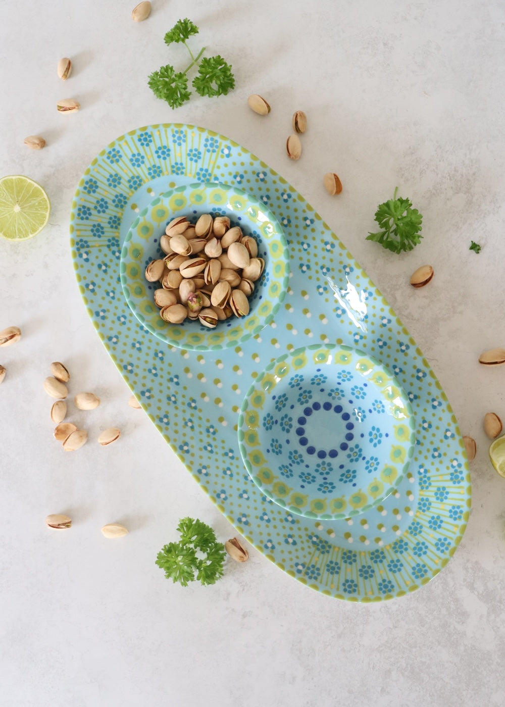 Margo Platter & Nut Bowl Set Pale Blue