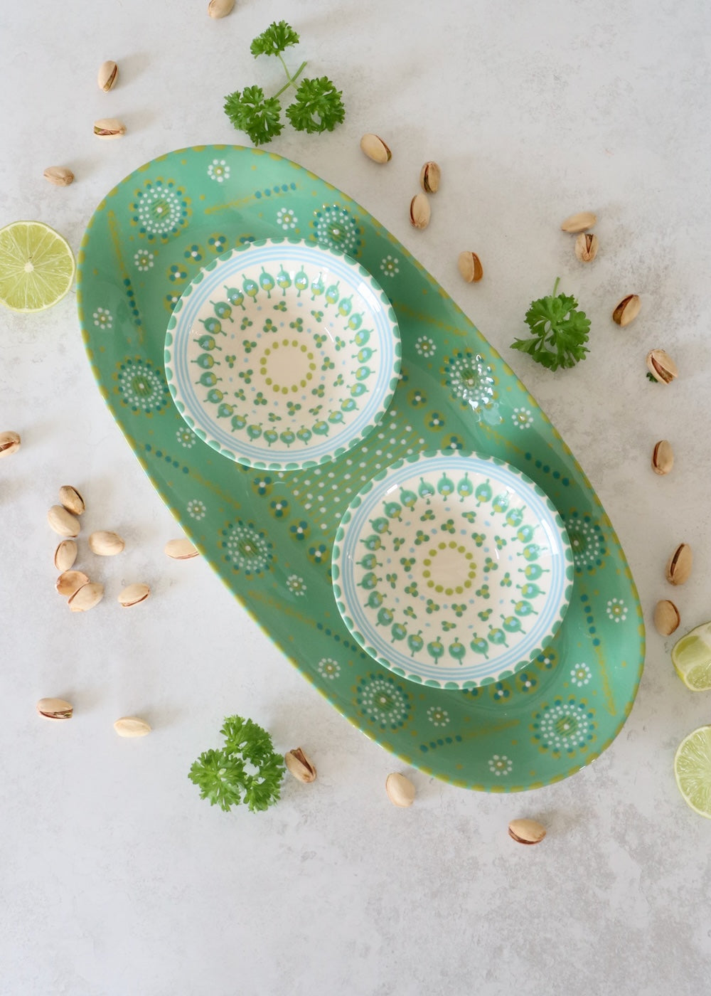 Margo Platter & Nut Bowl Set Teal