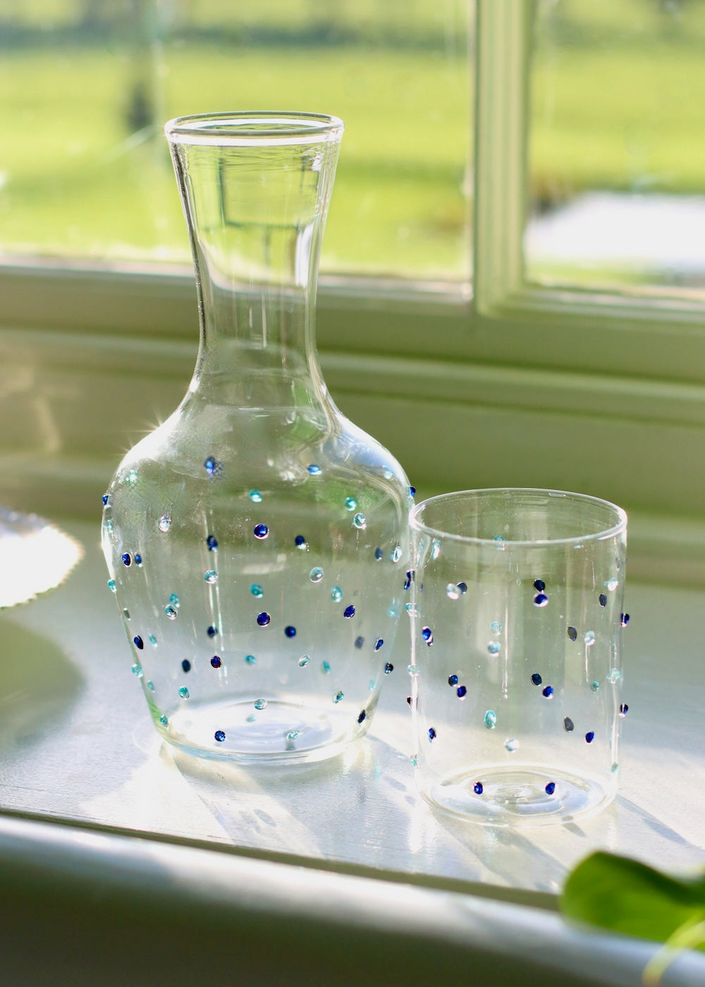 Carafe & Glass Set Dotty Blue