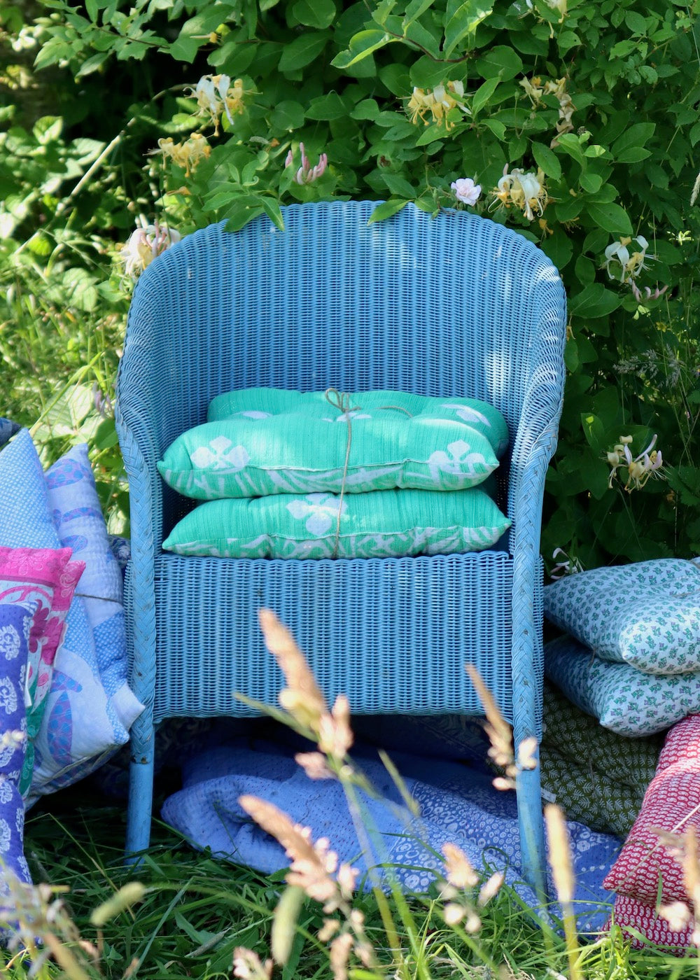 2 x Vintage Kantha Seat Pads Set 13