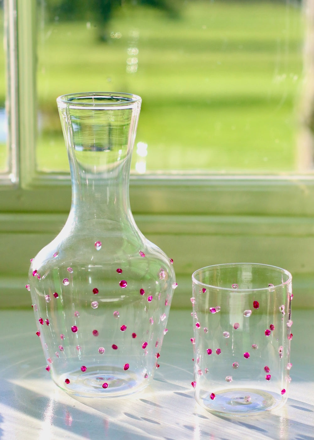 Carafe & Glass Set - Dotty Pink