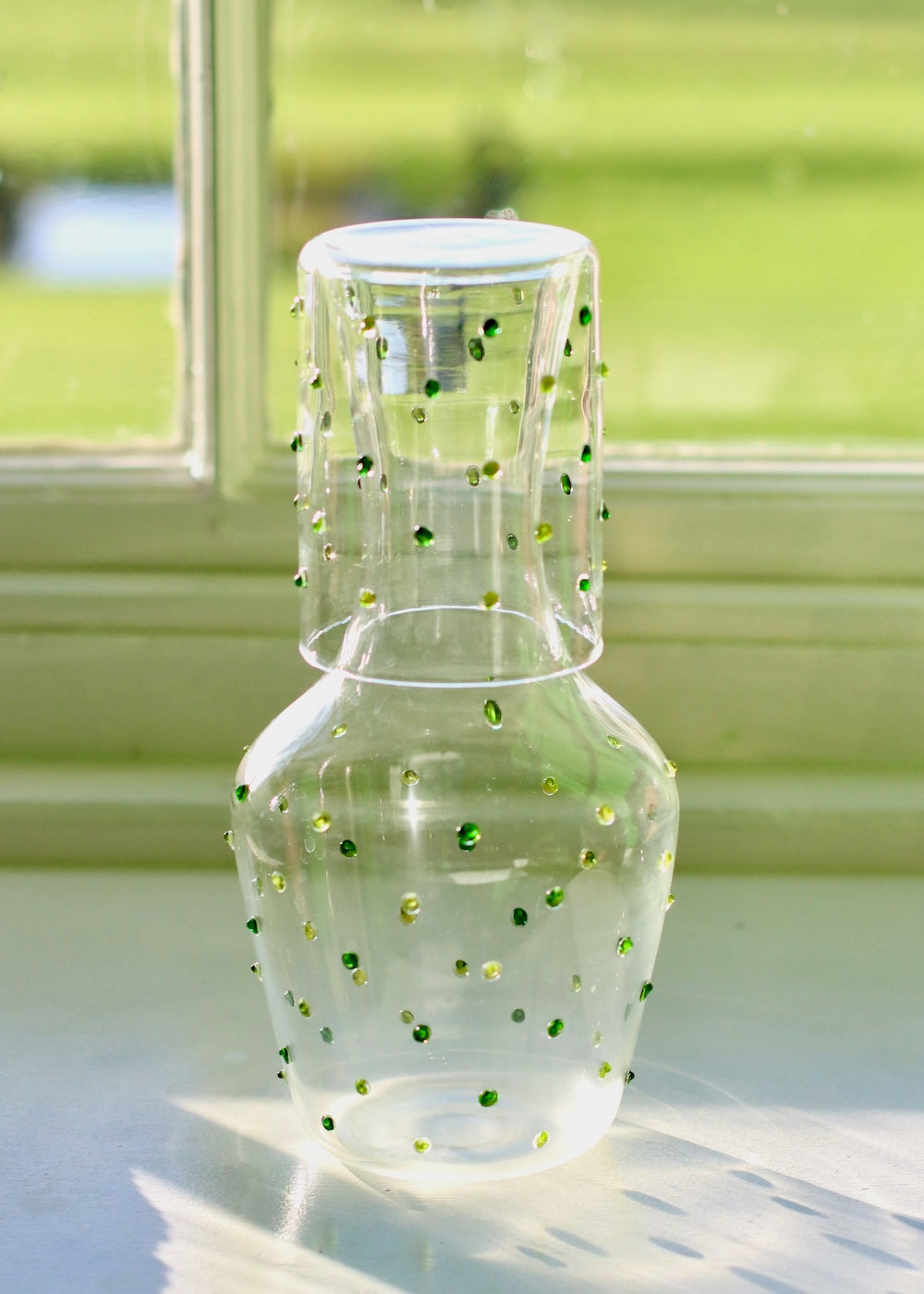 Carafe & Glass Set - Dotty Green