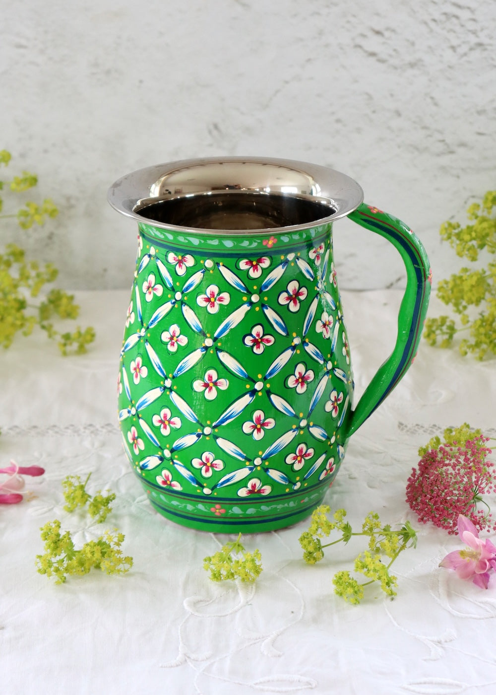 Painted Water Jug - Green