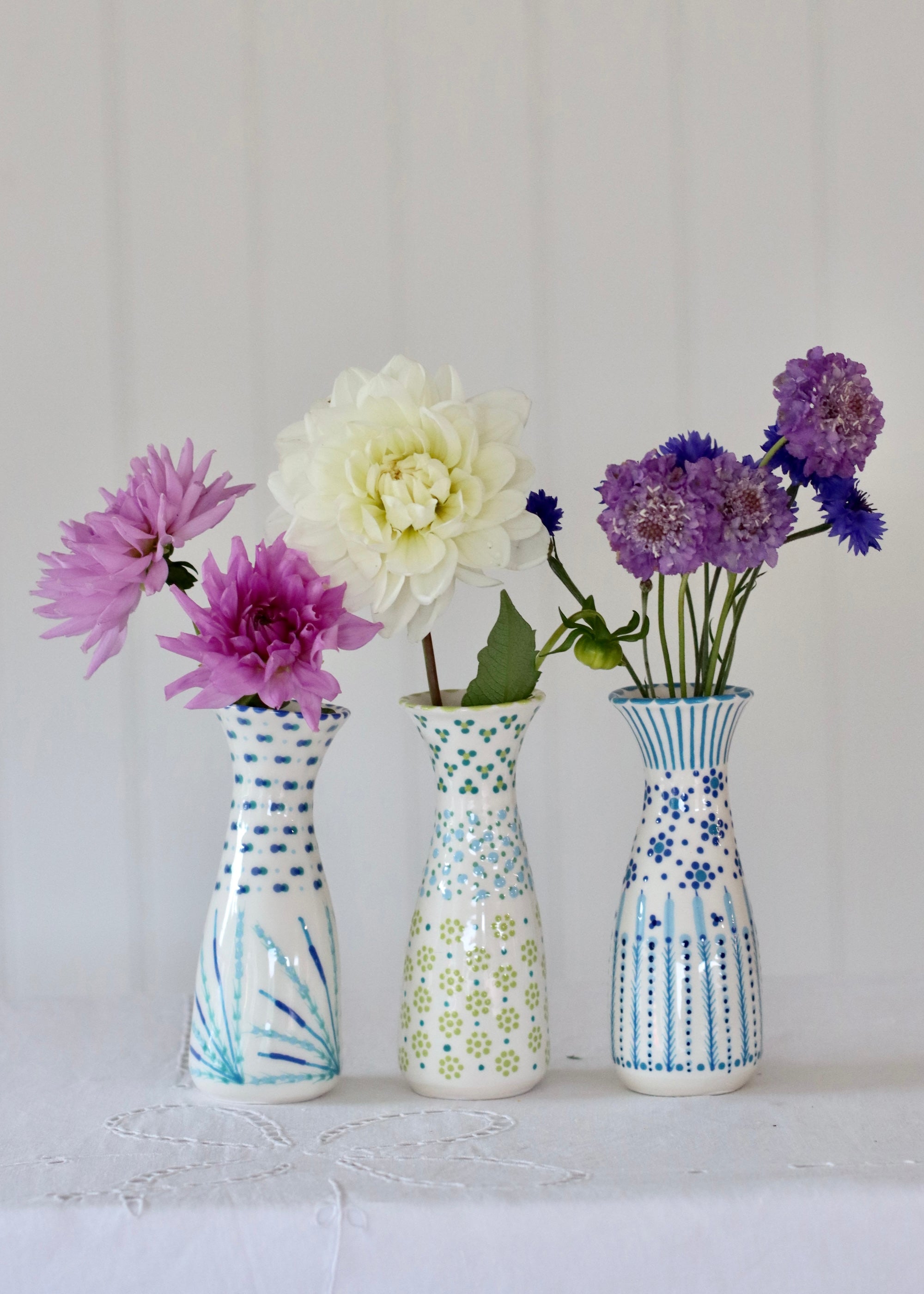 Bud Vase - Set of Three Pale Vases