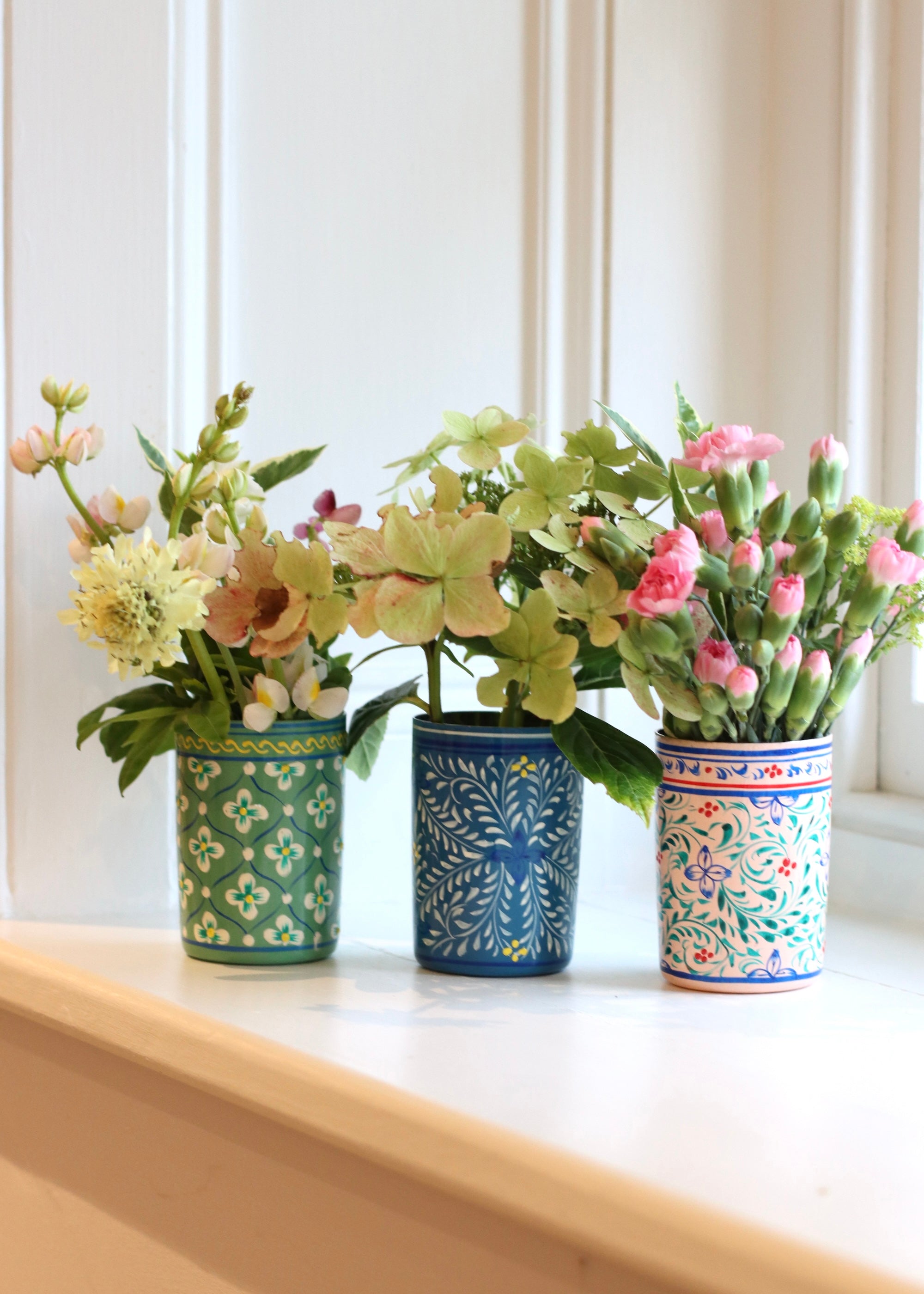 Brush Pot - Set of Three - Pink, Olive and Petrol