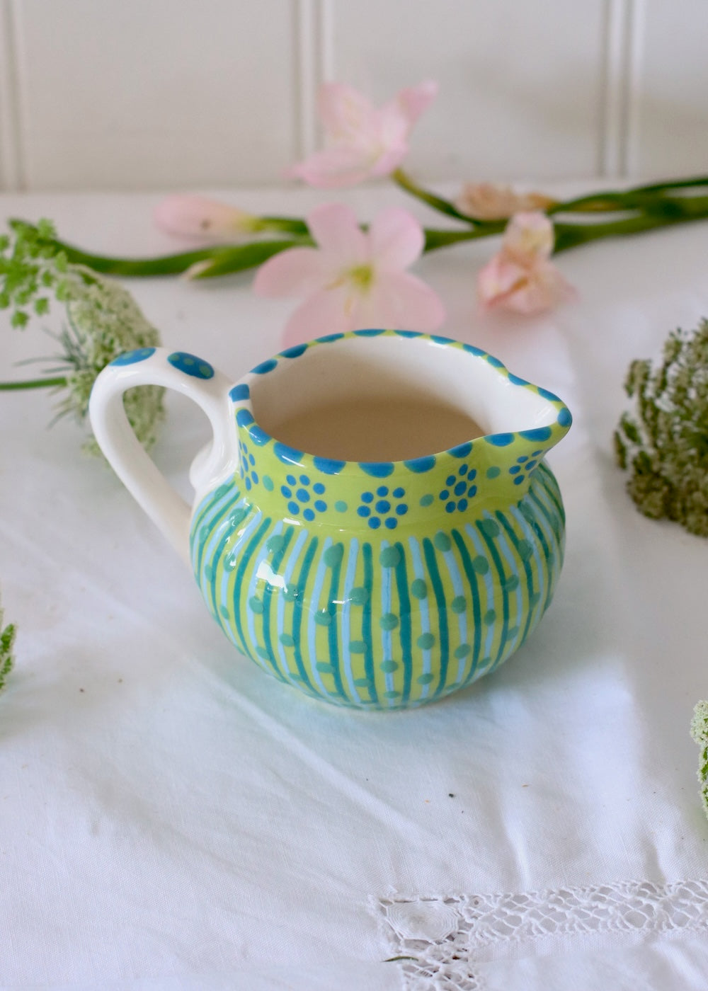 Dinky Jug- Green Dotty