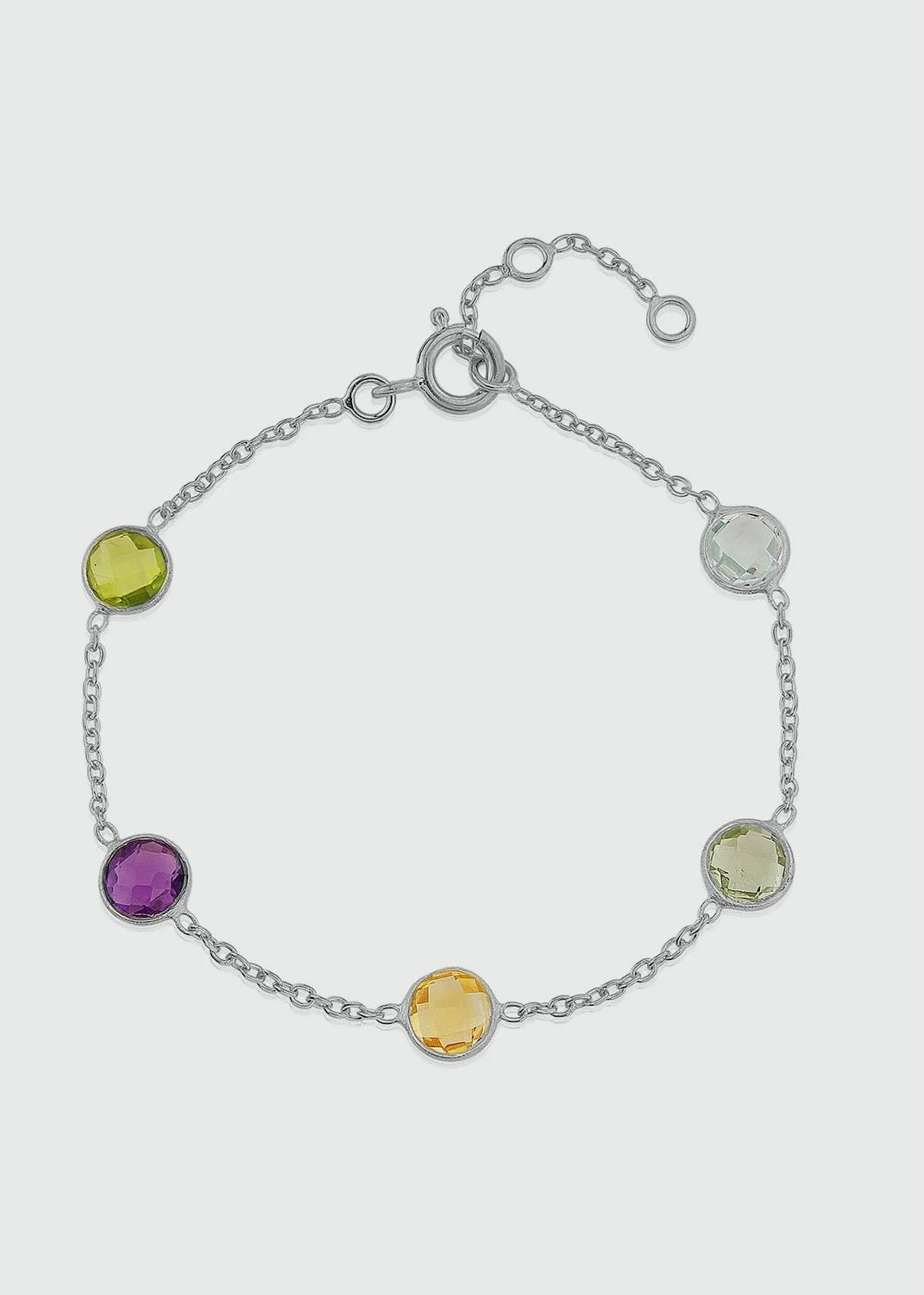 Bracelet -Chennai Multi Gemstone & Stirling Silver Bracelet