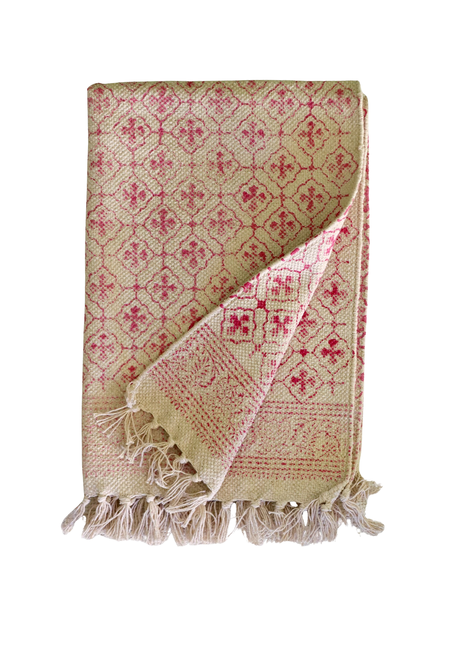 Hand Block Printed Bath Mat - Pretty Pink