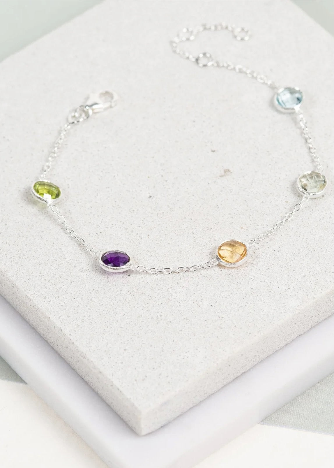 Bracelet -Chennai Multi Gemstone & Stirling Silver Bracelet