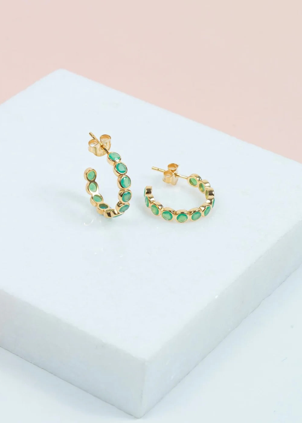 Ortigia Chrysoprase & Gold Vermeil Hoop Earrings