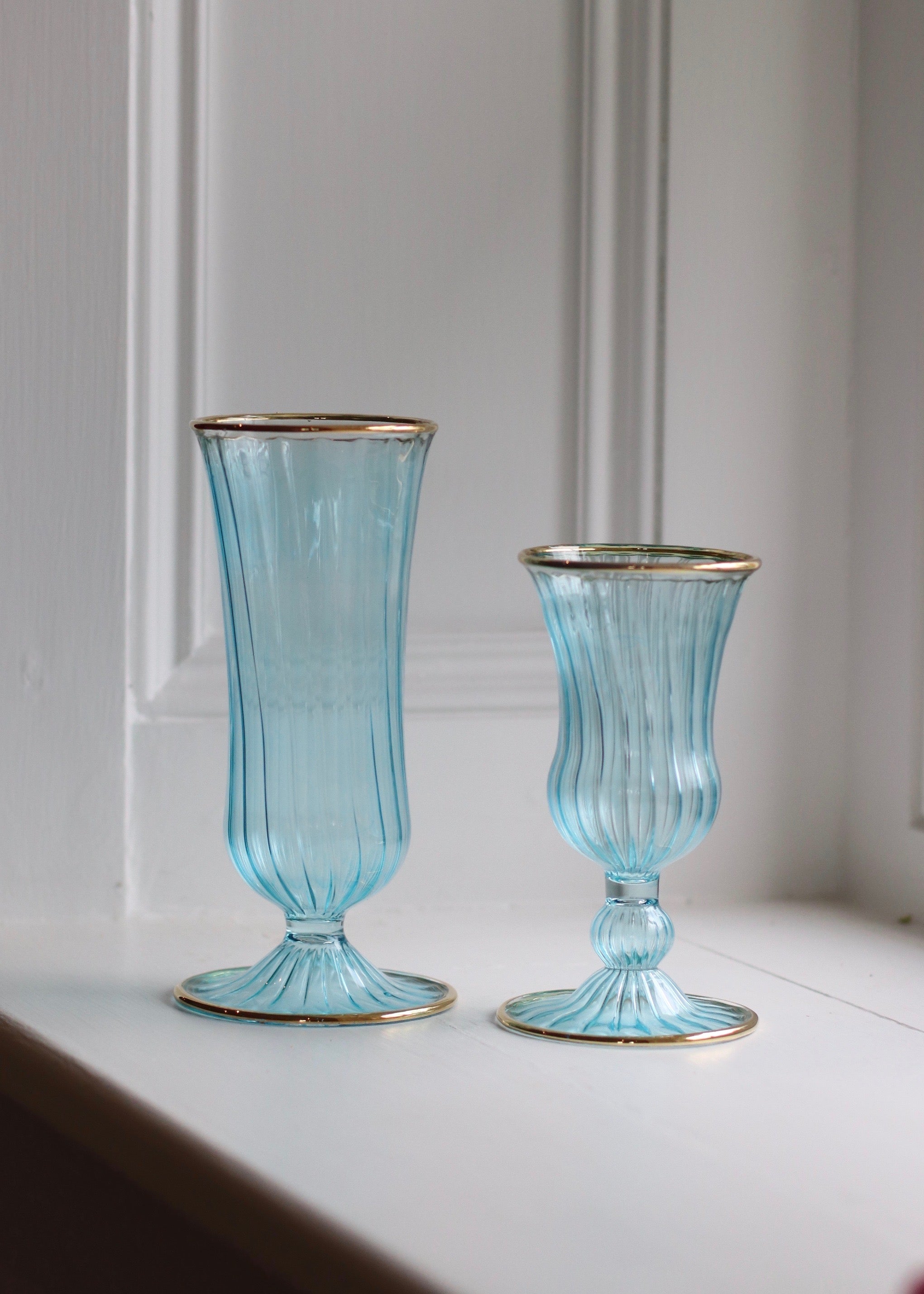 Classic Glass Vase -  Light Blue- SECOND