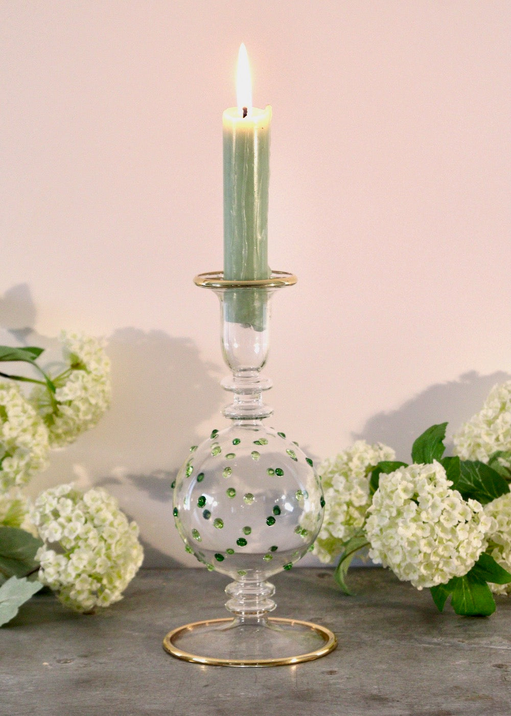 LARGE Bubble Candlestick Dotty Greens