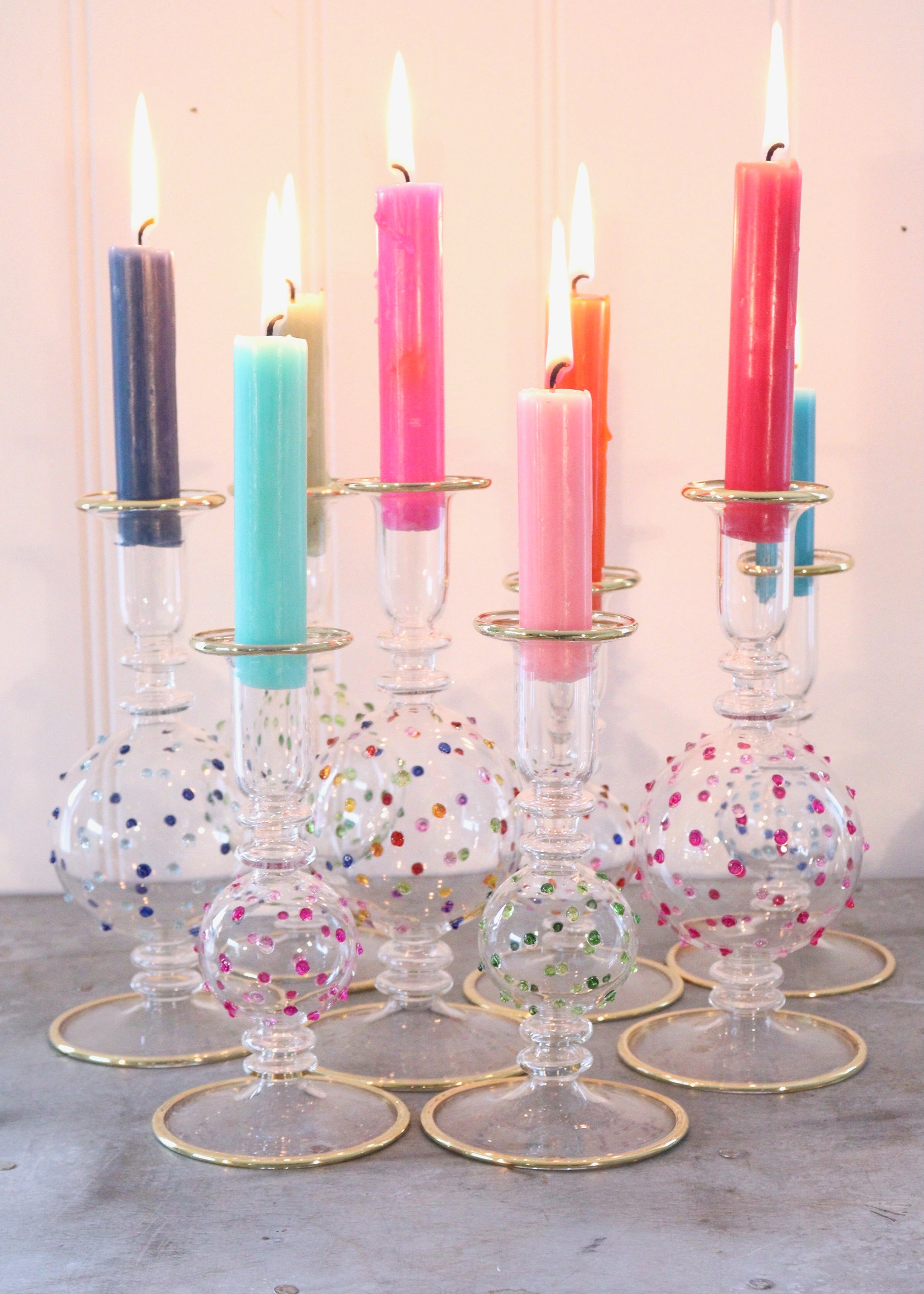 LARGE Bubble Candlestick Dotty Pinks